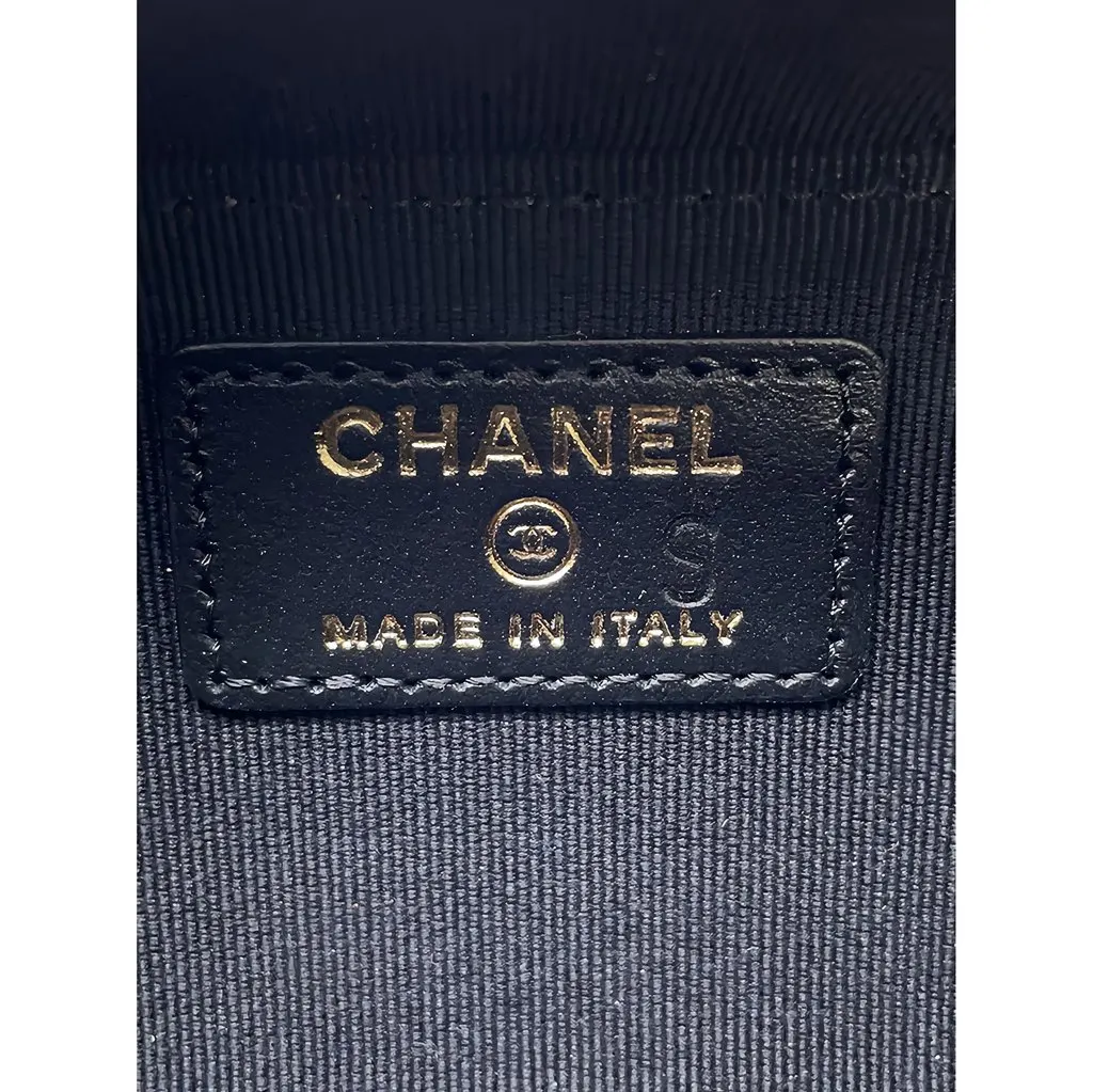 Chanel Mini Chevron Caviar Boy Clutch with Chain Black Leather Good - Box View