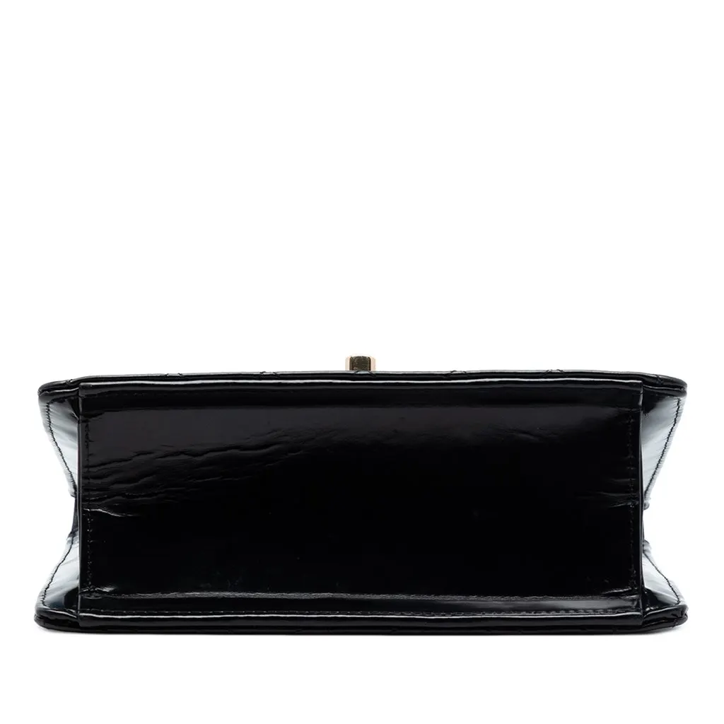 Chanel CC Quilted Patent Square Flap Black Leather Very good - Inside View