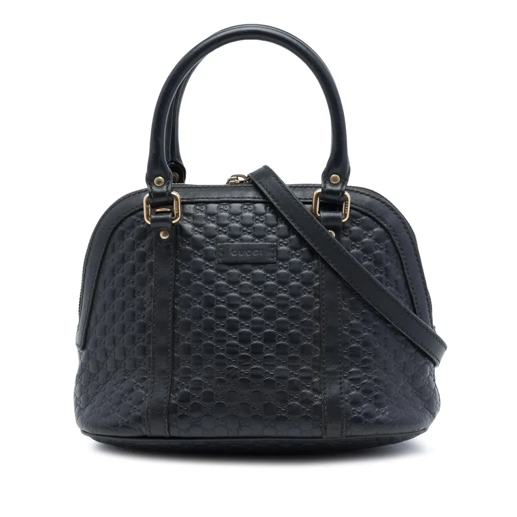 Gucci Mini Microguccissima Dome Satchel Black Leather Very good - Front View