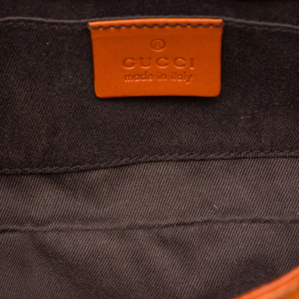 Gucci GG Canvas and Suede Nailhead Shoulder Bag Orange Leather Very good - Model View