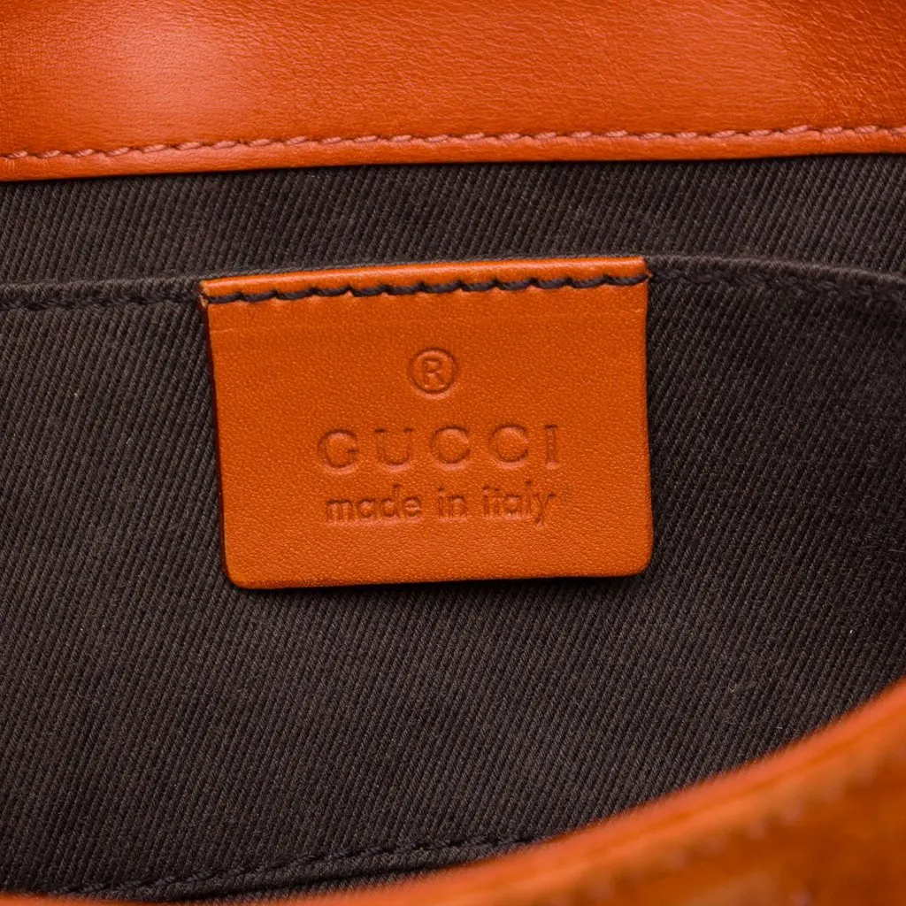Gucci GG Canvas and Suede Nailhead Shoulder Bag Orange Leather Very good - Box View