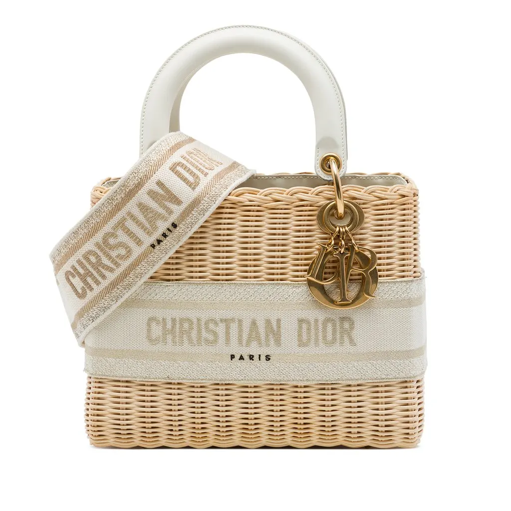 Dior Medium Wicker Oblique Lady Dior Beige Rattan Very good - Front View