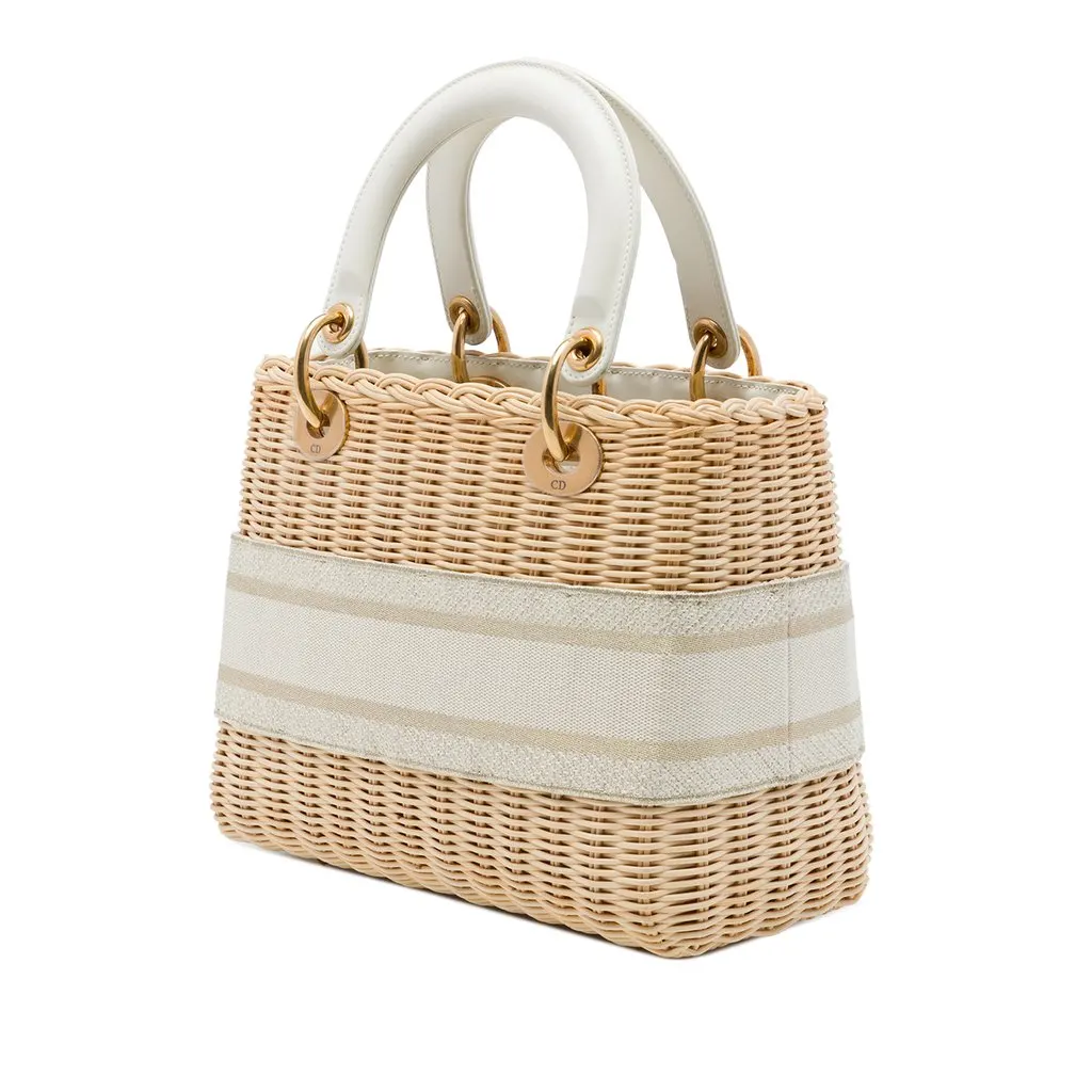 Dior Medium Wicker Oblique Lady Dior Beige Rattan Very good - Back View