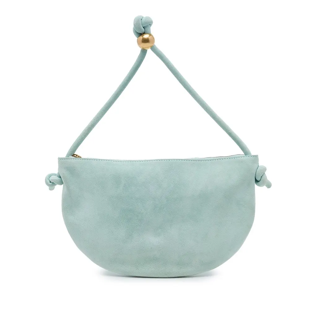Bottega Veneta Small Suede Turn Pouch Blue Suede Very good - Front View