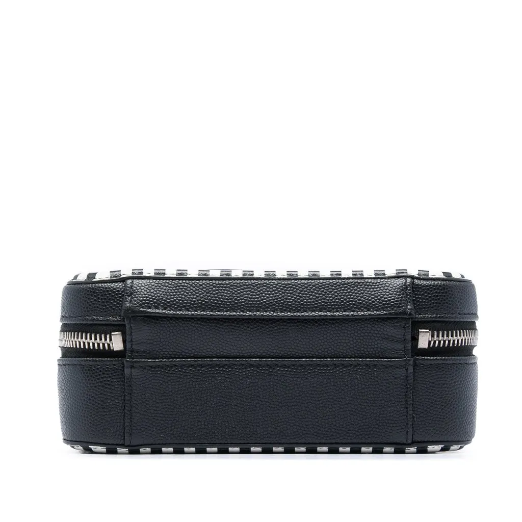 Chanel Small Caviar Striped CC Filigree Vanity Case Black Leather Very good - Inside View