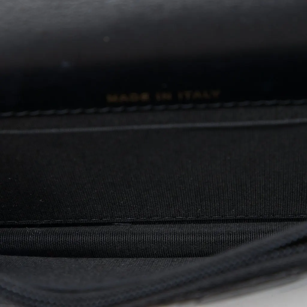 Chanel Quilted Lambskin Maxi Pearls Clutch With Chain Black Leather Very good - Model View