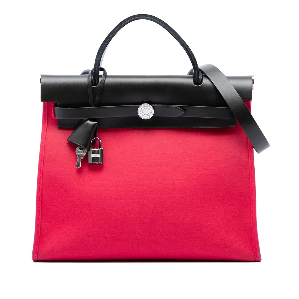 Hermès Toile Herbag Zip 31 Pink Canvas Very good - Front View
