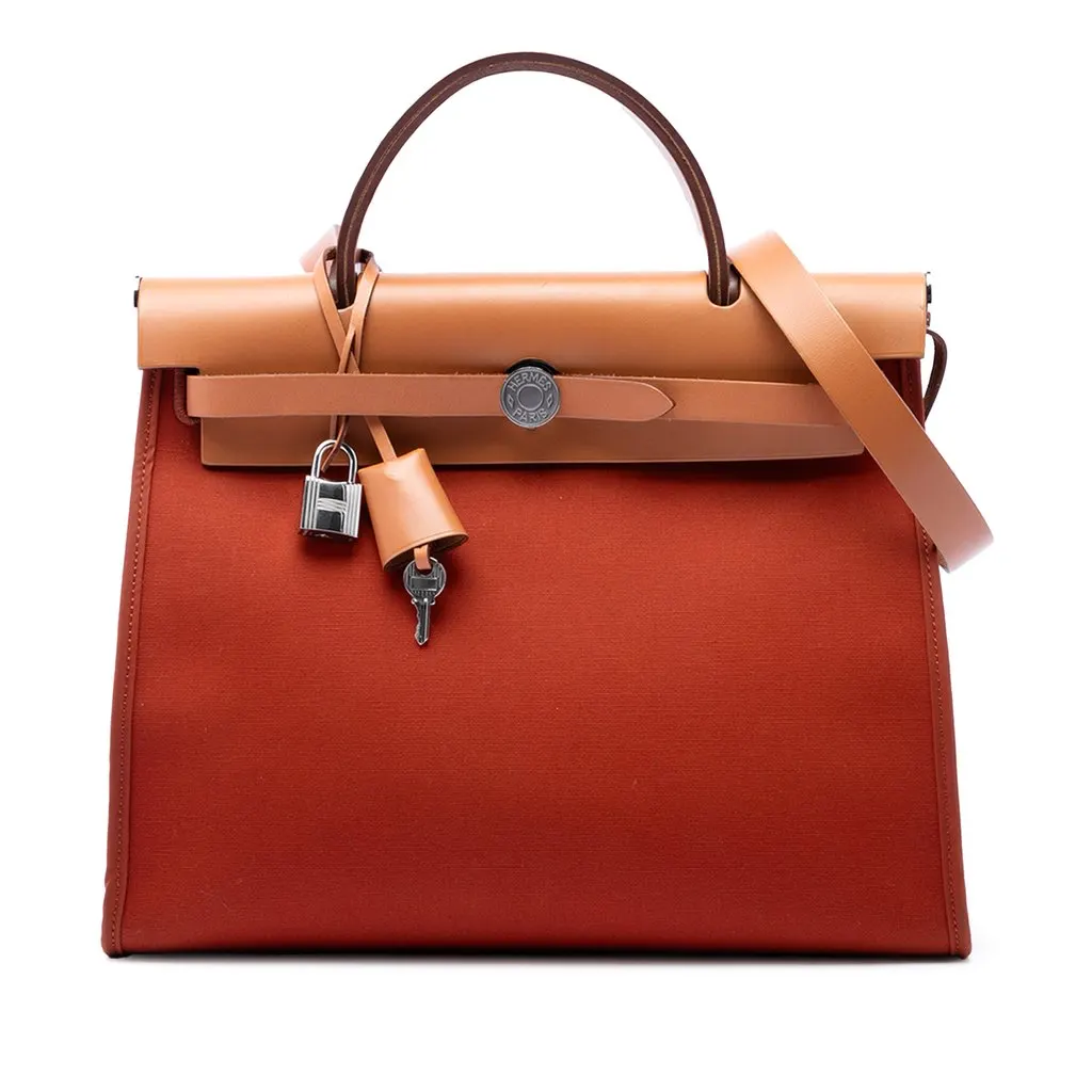 Hermès Toile Herbag Zip 31 Orange Very good - Front View