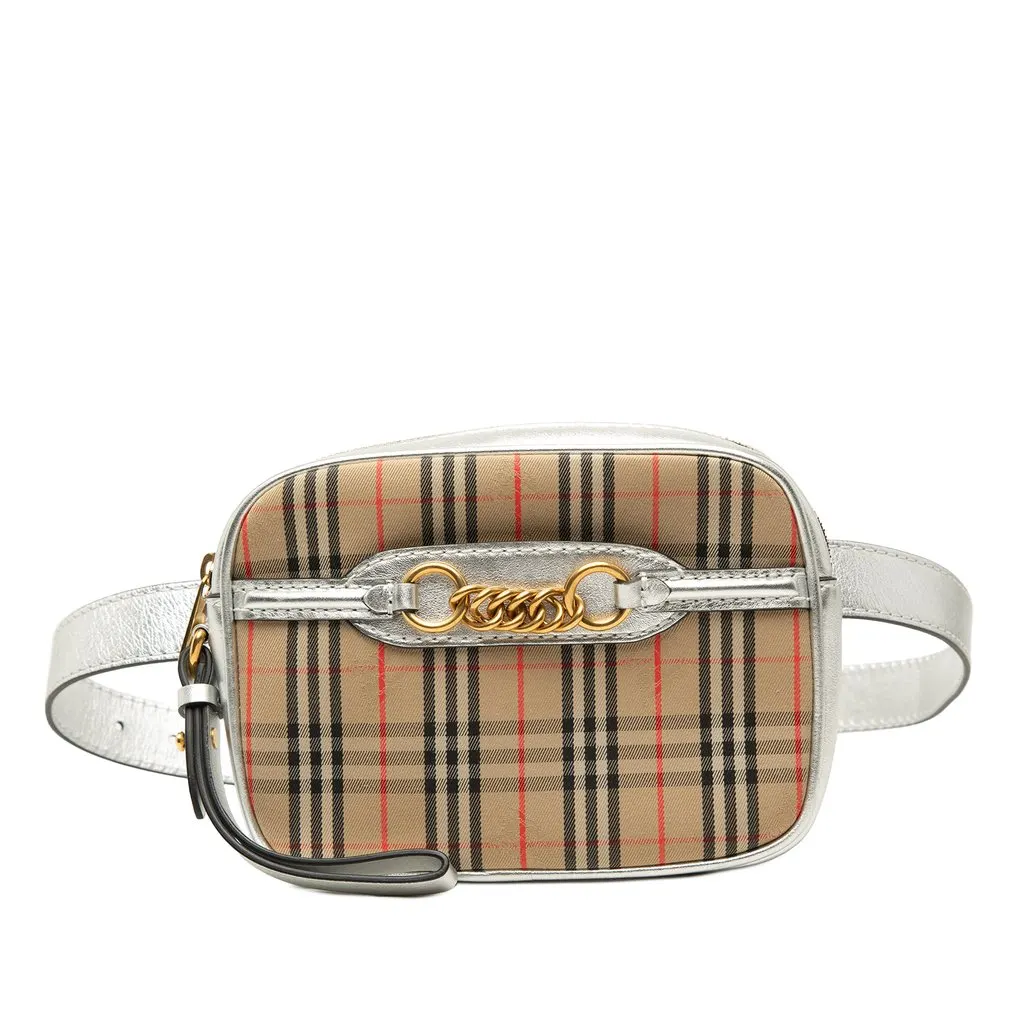 Burberry Haymarket Check Canvas 1983 Link Belt Bag Beige Very good - Front View