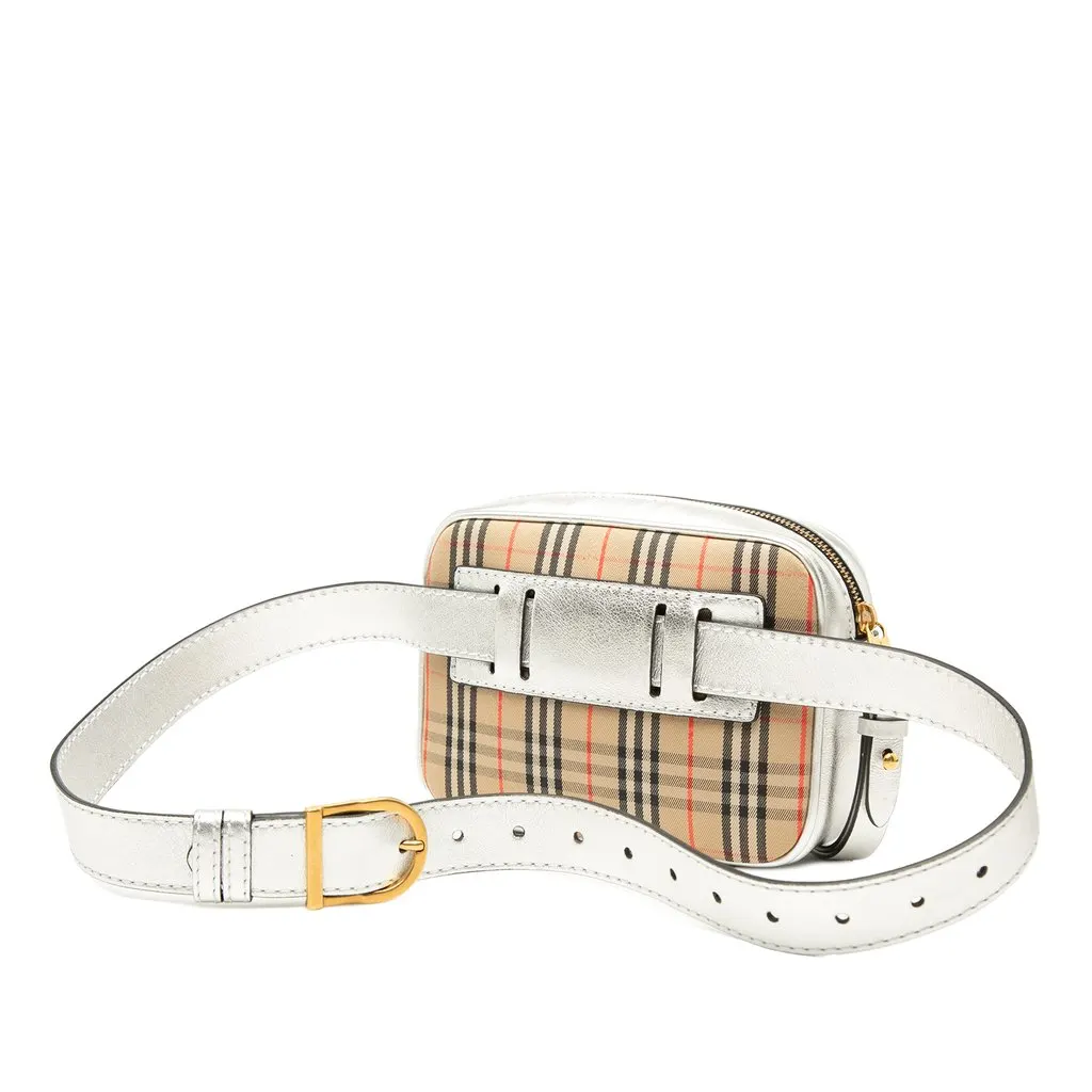 Burberry Haymarket Check Canvas 1983 Link Belt Bag Beige Very good - Back View