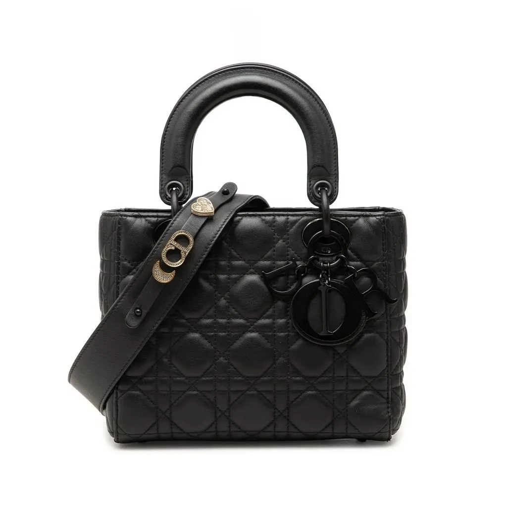 Dior Small Ultra Matte Calfskin Cannage My ABCDior Lady Dior Black Leather Very good - Front View