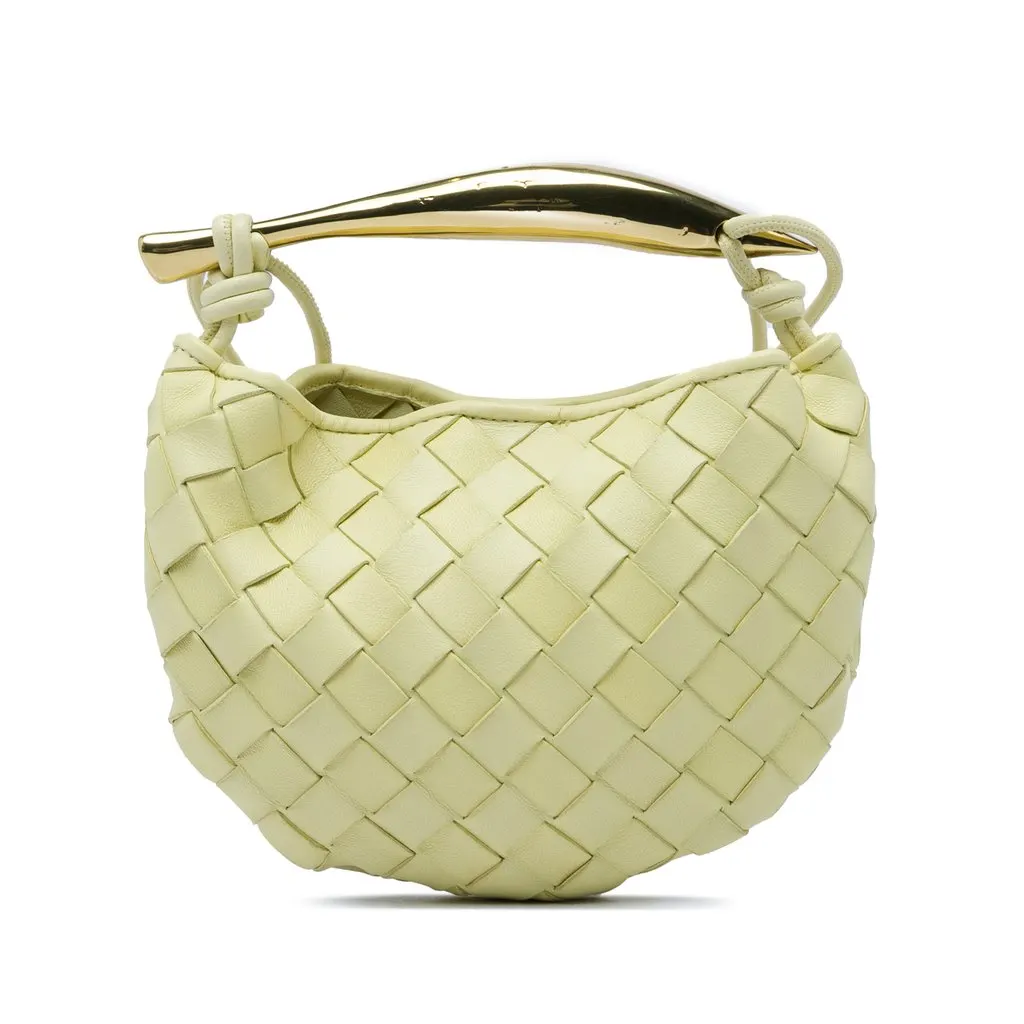Bottega Veneta Mini Nappa Intrecciato Sardine Yellow Leather Very good - Front View