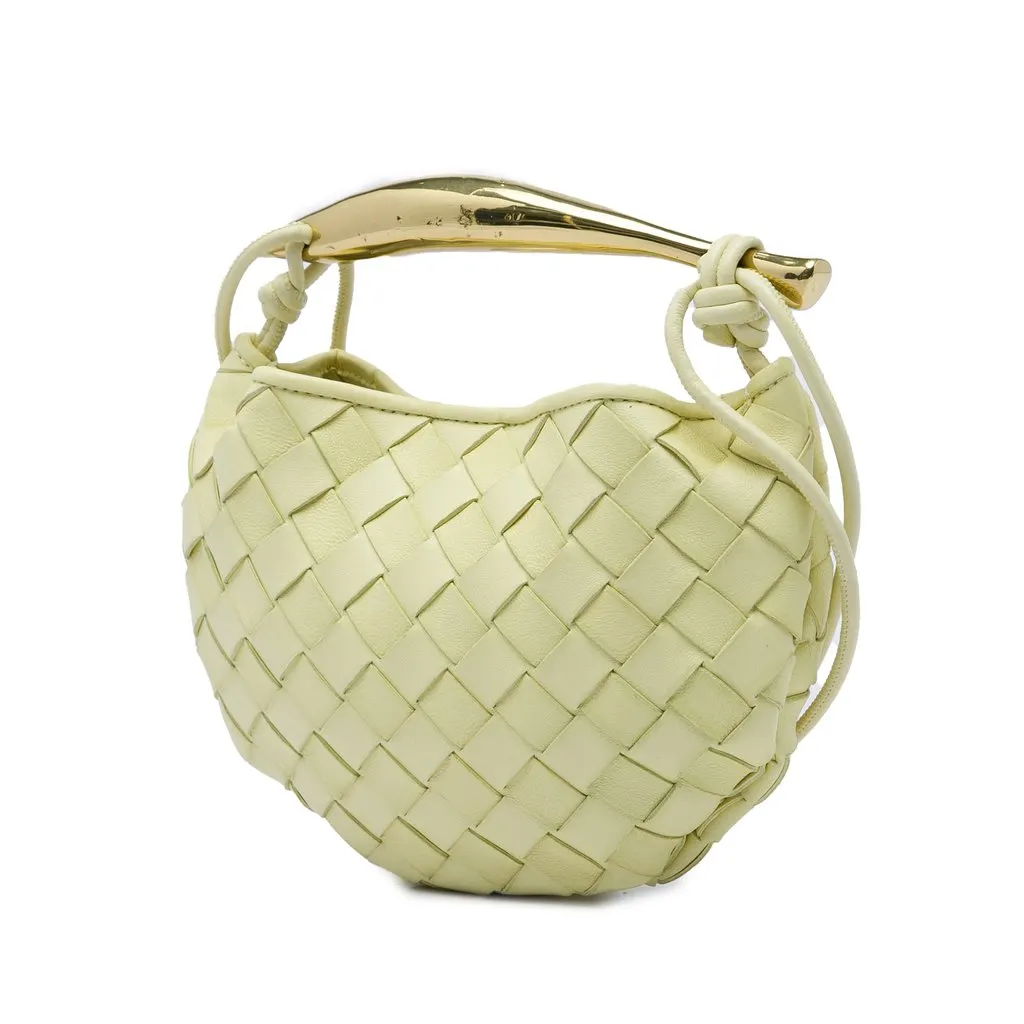 Bottega Veneta Mini Nappa Intrecciato Sardine Yellow Leather Very good - Back View