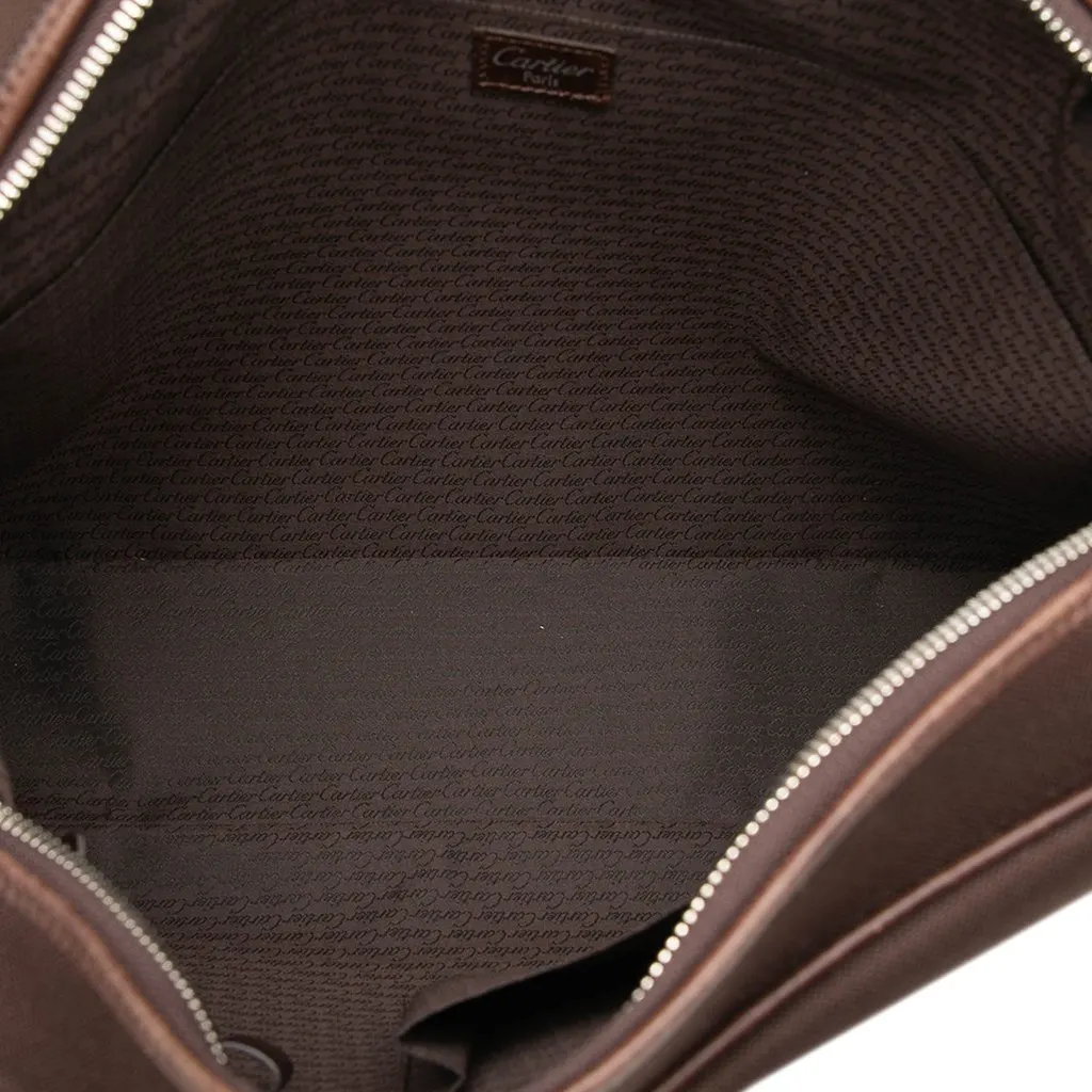 Cartier Leather and Canvas Santos Messenger Bag Brown Leather Very good - Model View