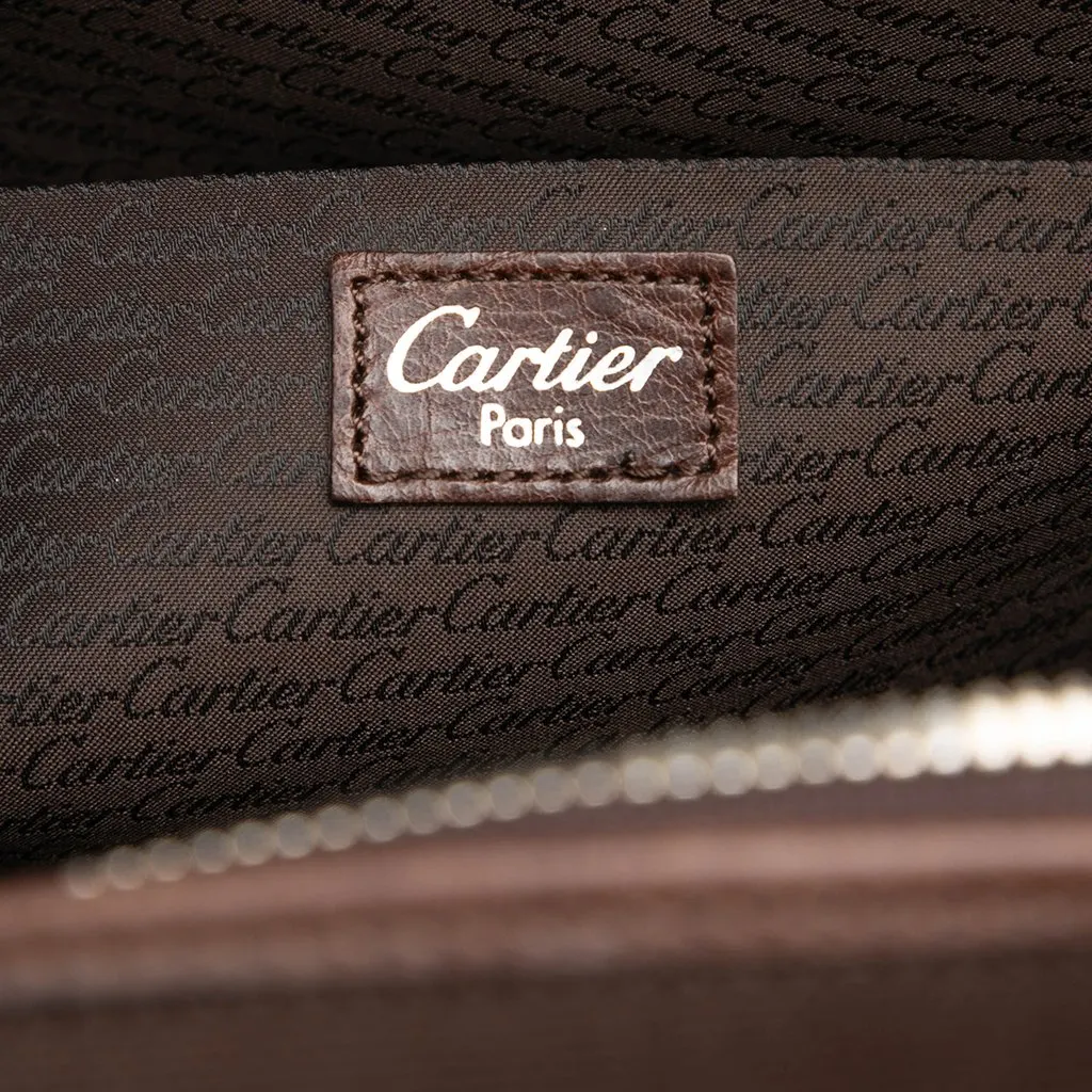 Cartier Leather and Canvas Santos Messenger Bag Brown Leather Very good - Box View
