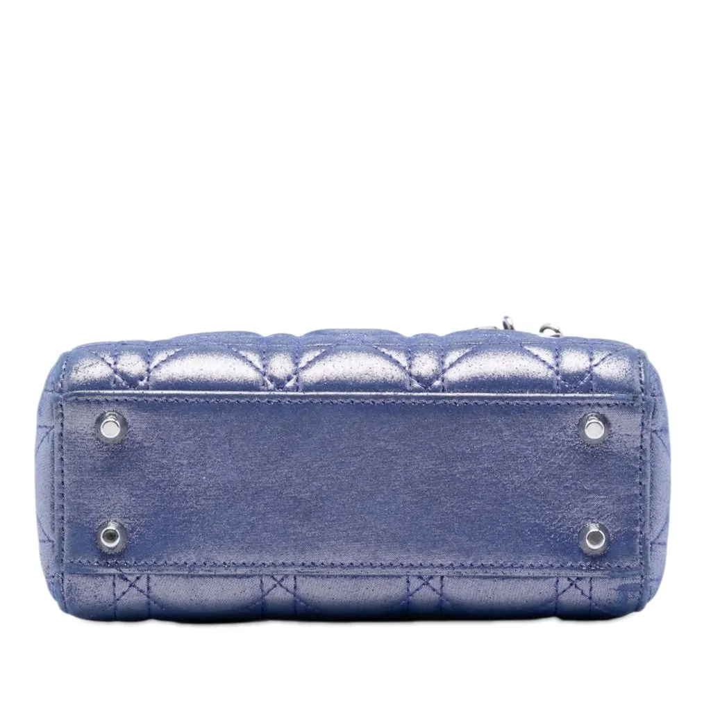Dior Mini Iridescent Lambskin Cannage Lady Dior Blue Leather Very good - Inside View