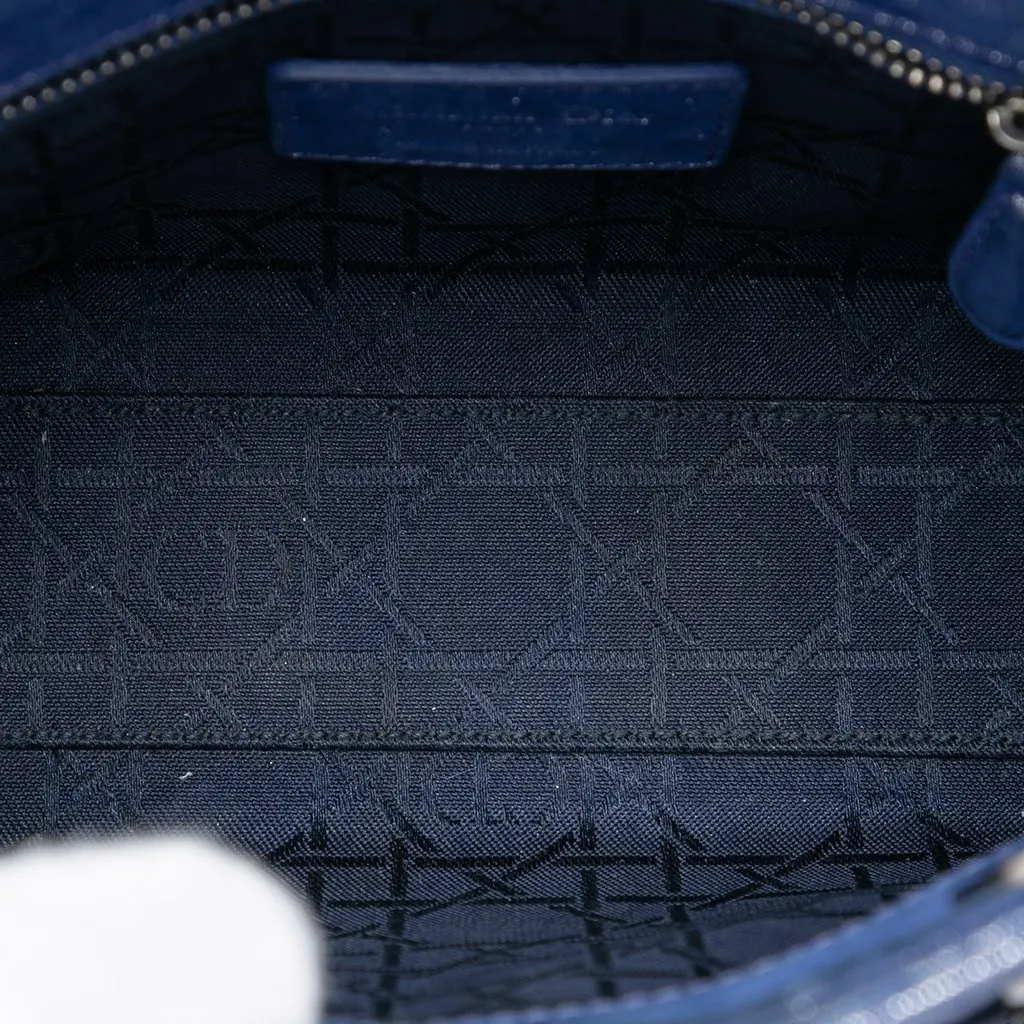 Dior Mini Iridescent Lambskin Cannage Lady Dior Blue Leather Very good - Model View