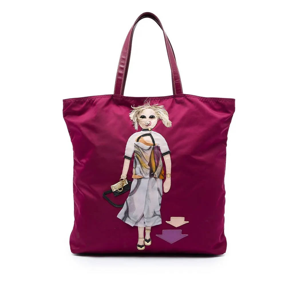 Prada Tessuto Robot Doll Tote Purple Very good - Front View