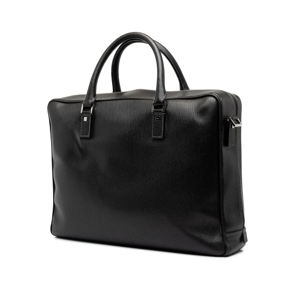 Salvatore Ferragamo Calfskin Business Bag Black Leather Very good - Back View