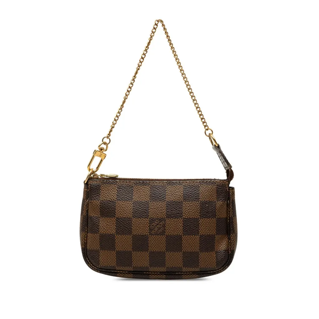 Louis Vuitton Damier Ebene Mini Pochette Accessoires Brown Canvas Very good - Front View