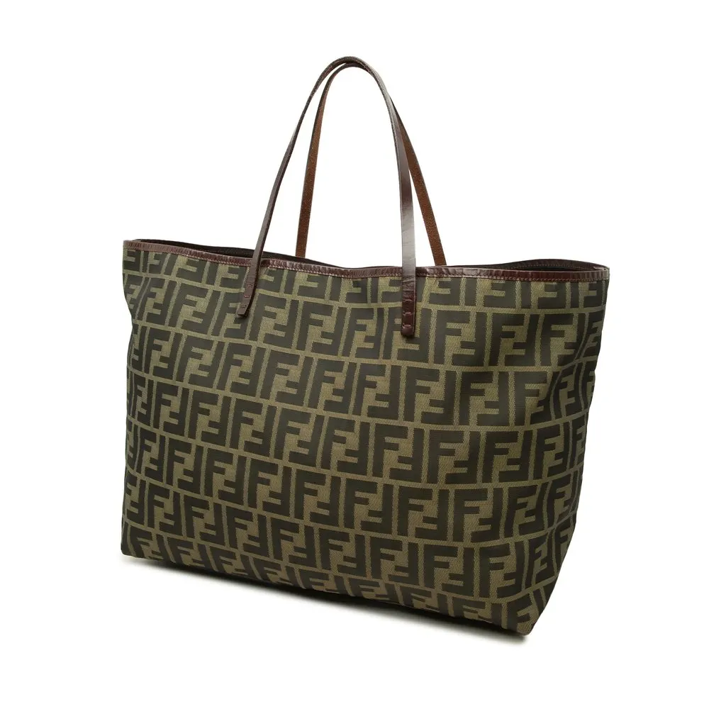 Fendi Medium Zucca Canvas Roll Tote Brown Canvas Good - Back View