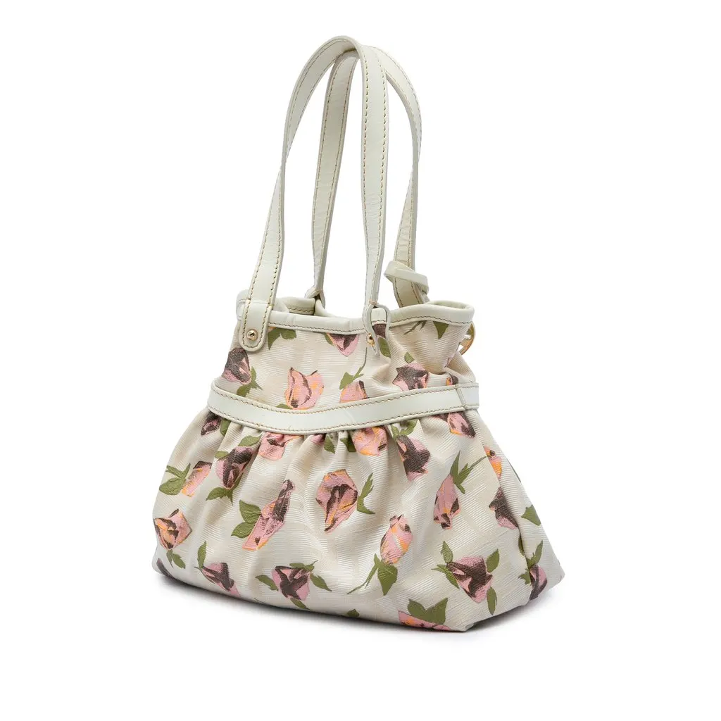 Fendi Mini Zucca Canvas Rose Printed Chef Handbag Brown Canvas Very good - Back View