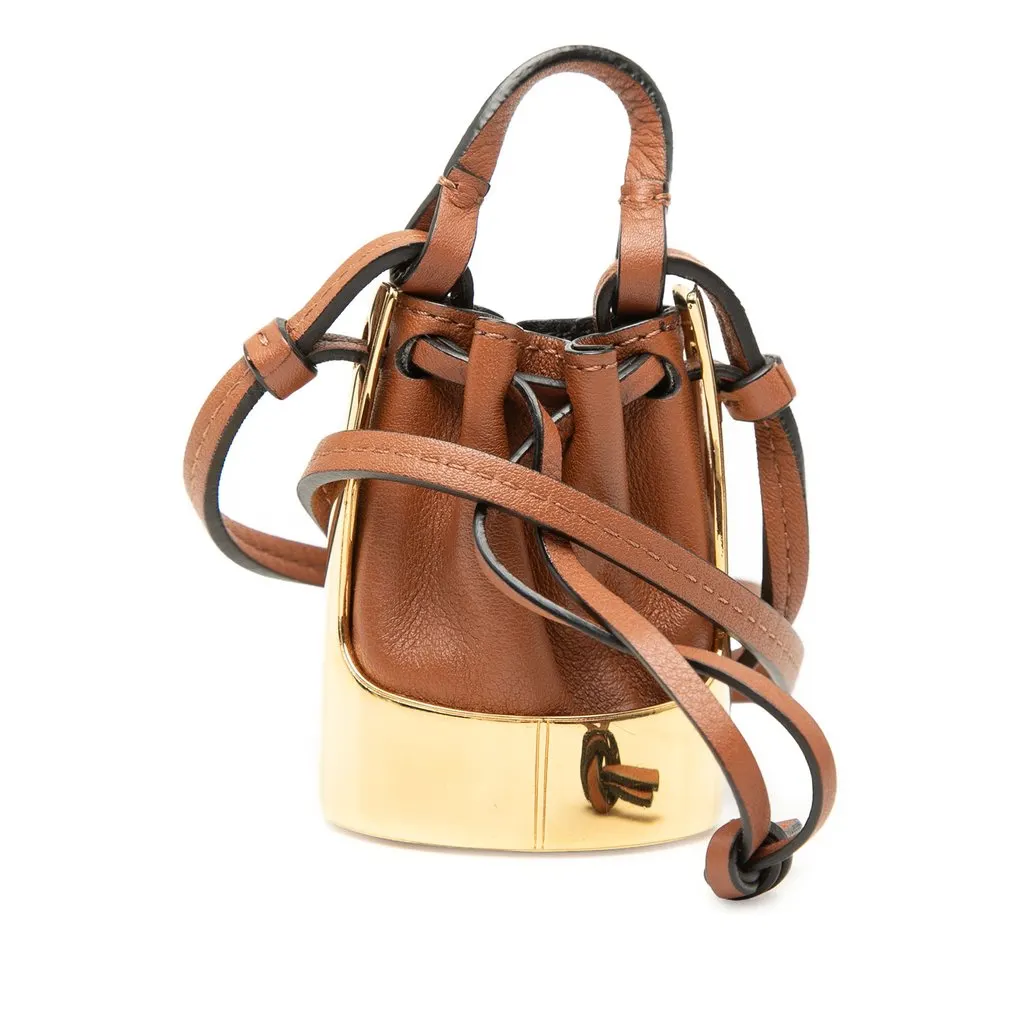 Loewe Leather Balloon Bag Pendant Necklace Brown Leather Very good - Front View