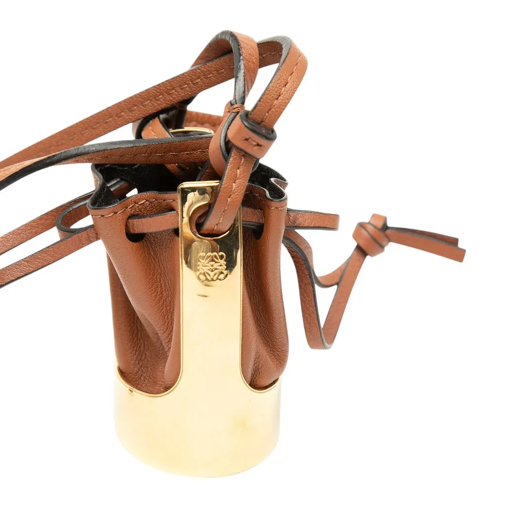 Loewe Leather Balloon Bag Pendant Necklace Brown Leather Very good - Box View