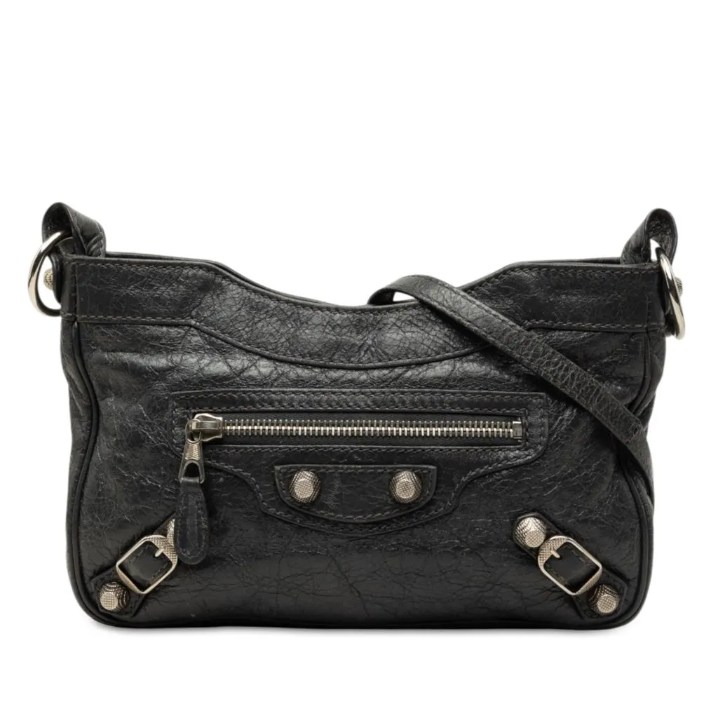 Balenciaga Lambskin Motocross Giant 12 Hip Crossbody Black Leather Very good - Front View