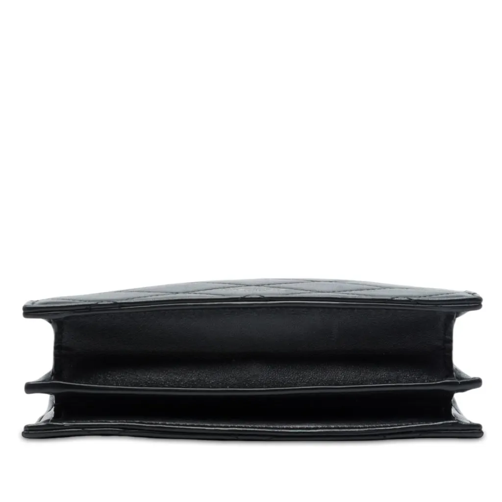 Saint Laurent Quilted Calfskin Le Maillon Square Chain Crossbody Black Leather Very good - Inside View