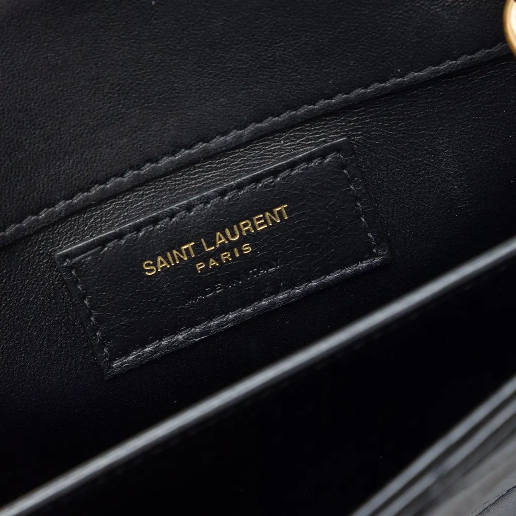 Saint Laurent Quilted Calfskin Le Maillon Square Chain Crossbody Black Leather Very good - Box View