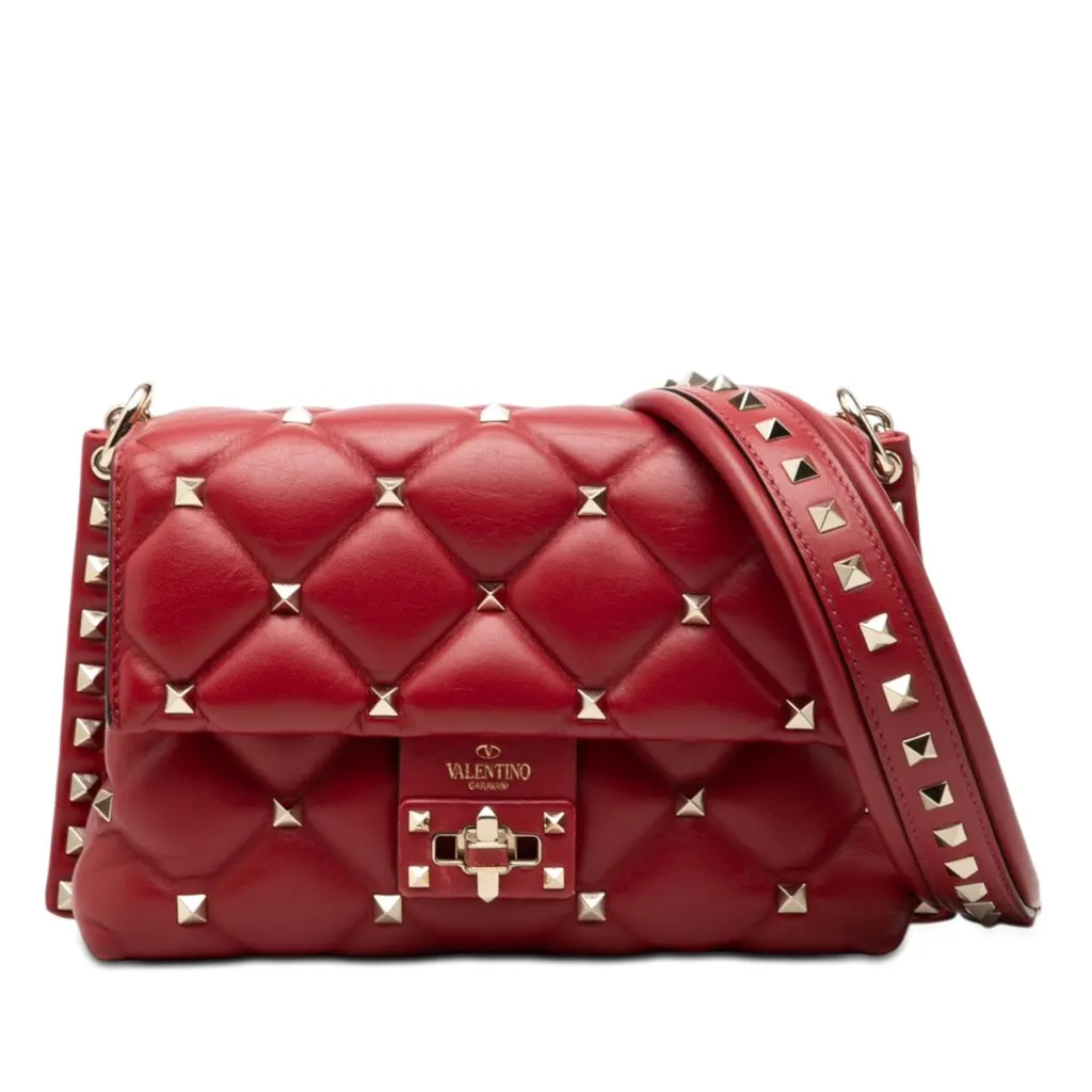 Valentino Nappa Candystud Crossbody Red Leather Very good - Front View
