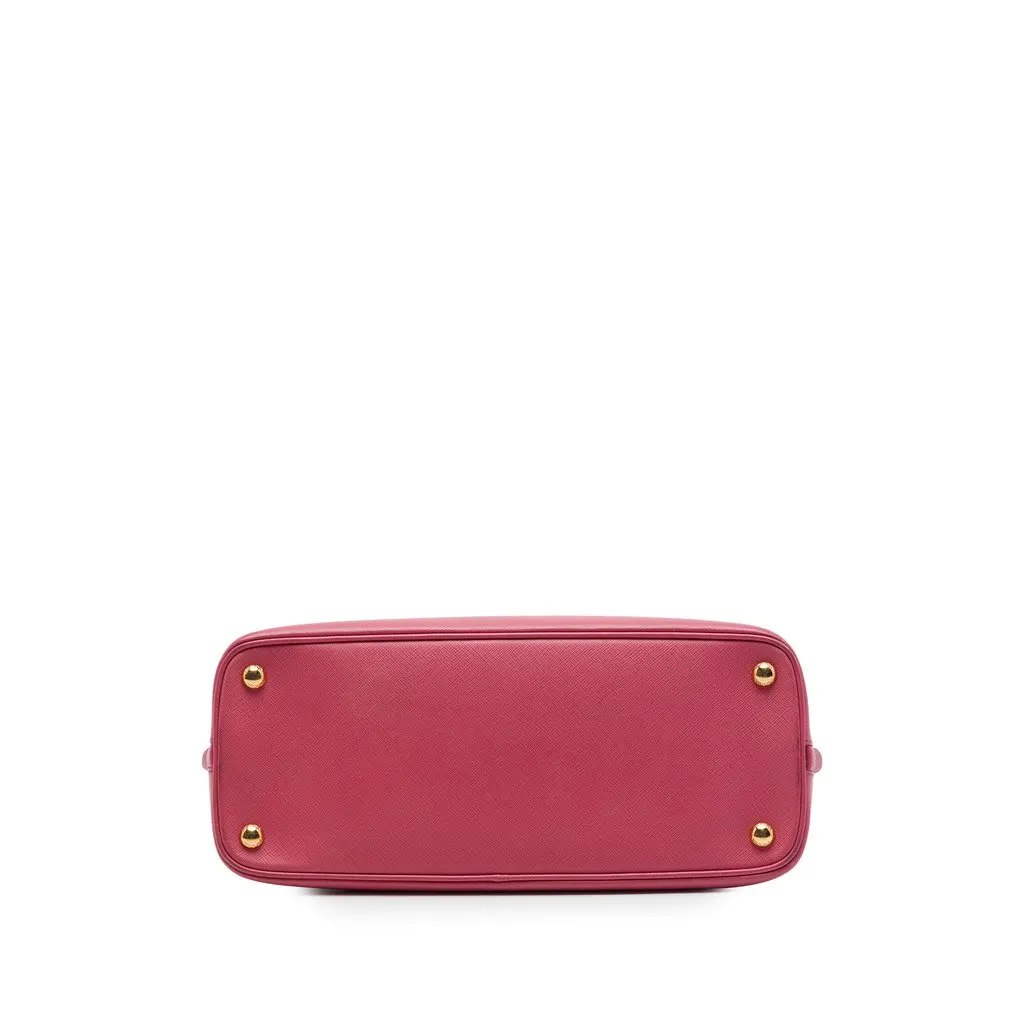 Prada Medium Saffiano Lux Promenade Satchel Pink Leather Good - Inside View