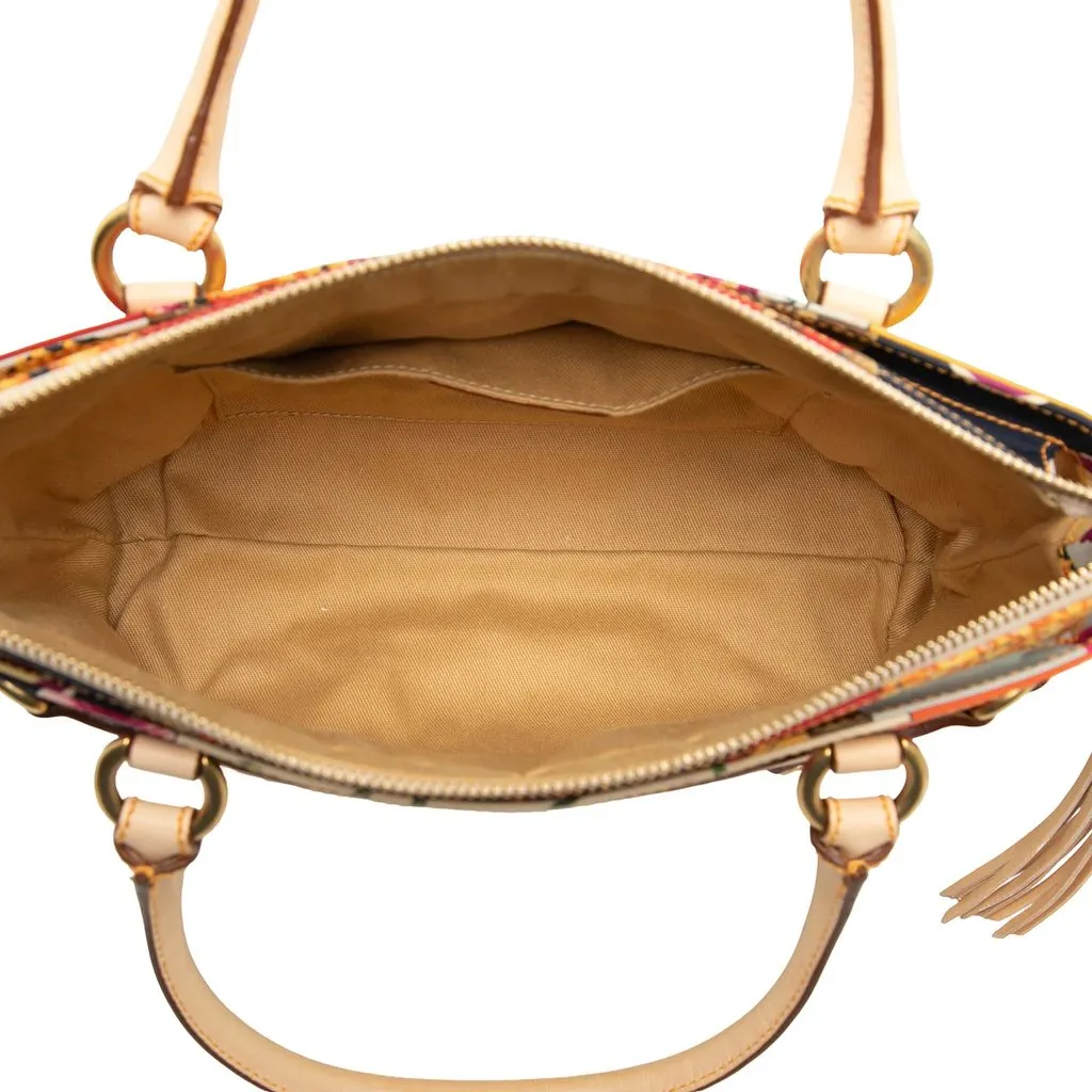 Salvatore Ferragamo Printed Satin and Leather Fiera Satchel MultiColor Satin Good - Model View