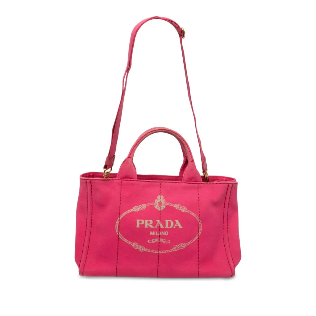 Prada Canvas Canapa Logo Tote Pink Canvas Very good - Front View