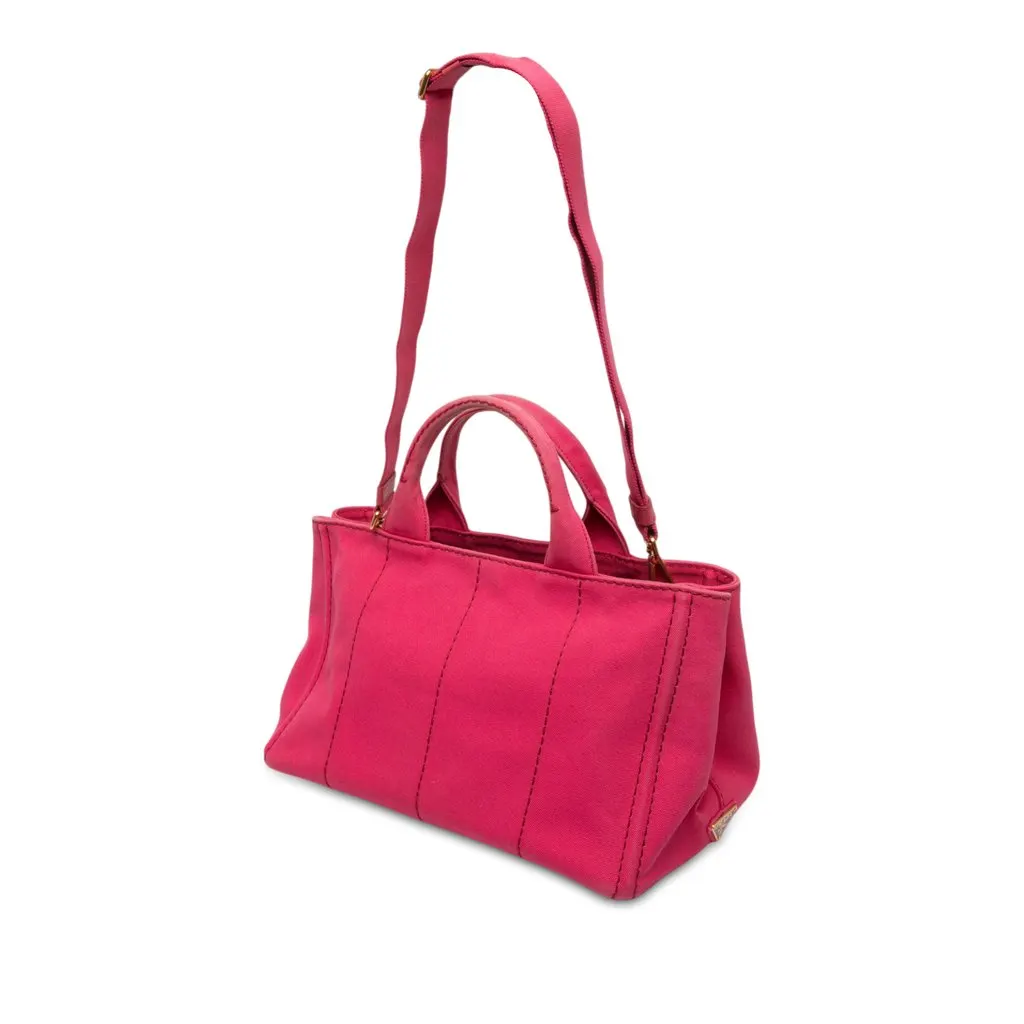 Prada Canvas Canapa Logo Tote Pink Canvas Very good - Back View