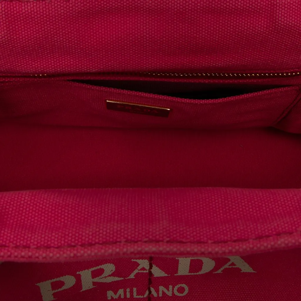 Prada Canvas Canapa Logo Tote Pink Canvas Very good - Model View