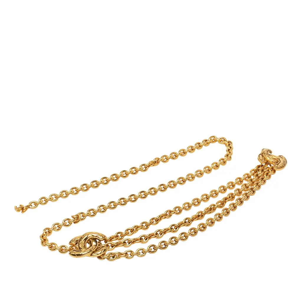 Chanel Gold Plated Quilted Triple CC Chain Belt Gold Metal Very good - Front View