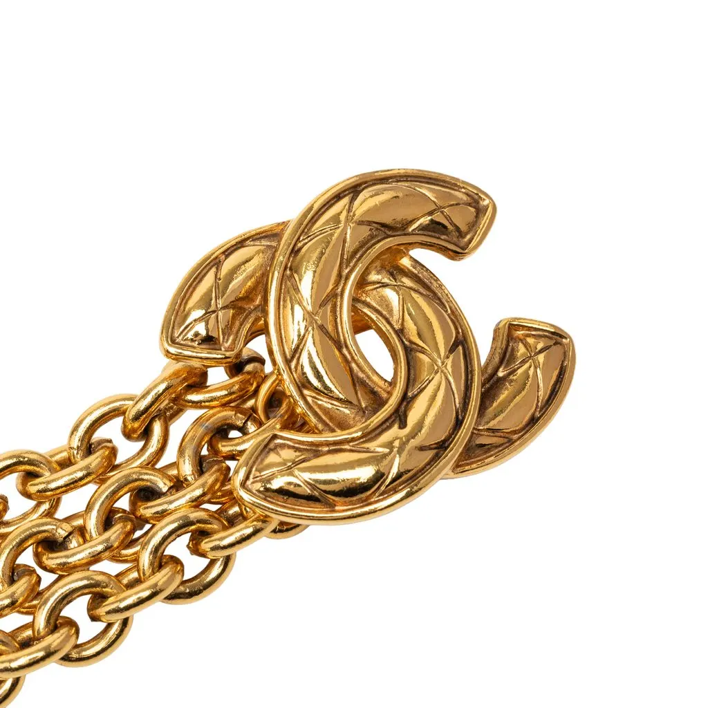 Chanel Gold Plated Quilted Triple CC Chain Belt Gold Metal Very good - Back View