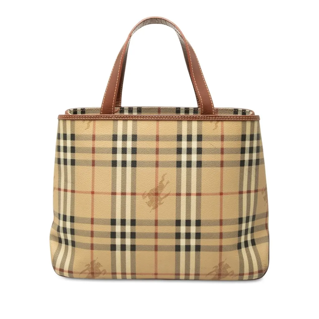 Burberry Haymarket Check Coated Canvas Tote Beige Very good - Front View