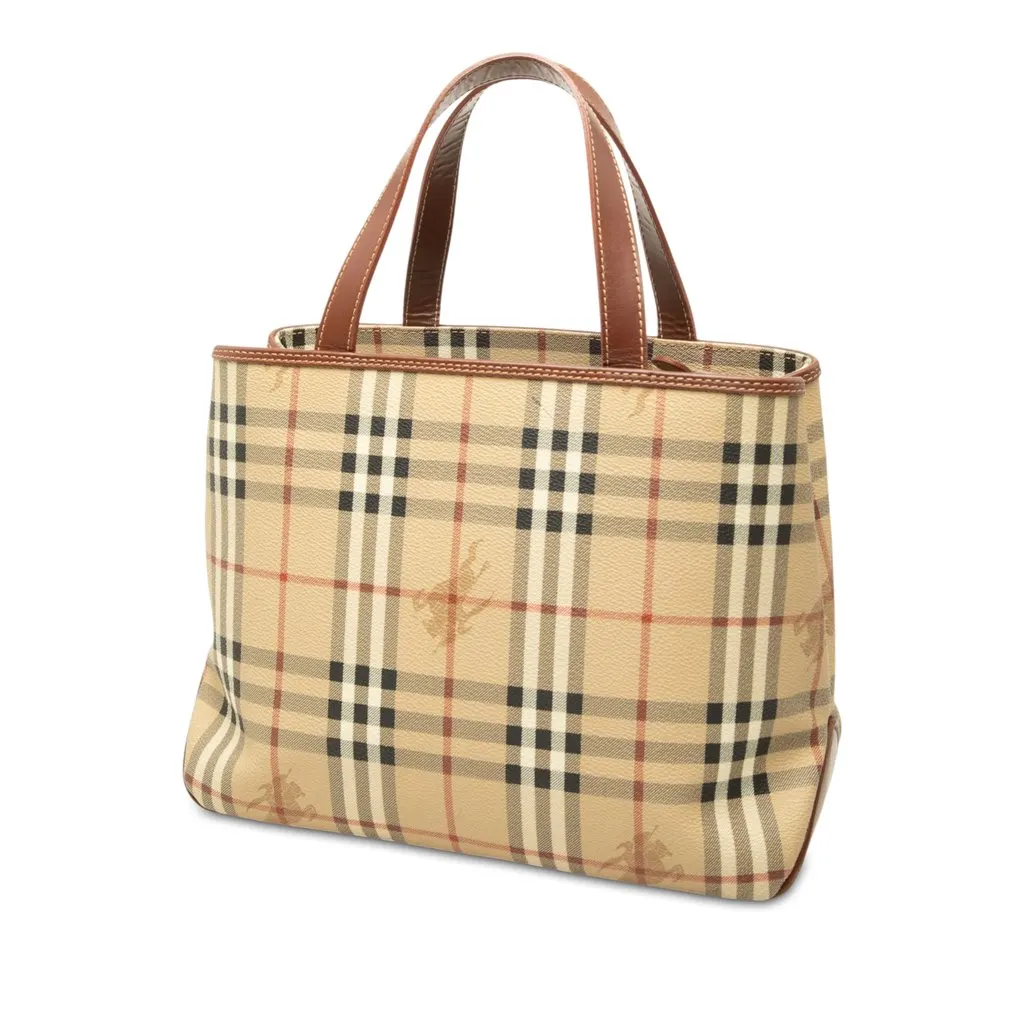 Burberry Haymarket Check Coated Canvas Tote Beige Very good - Back View
