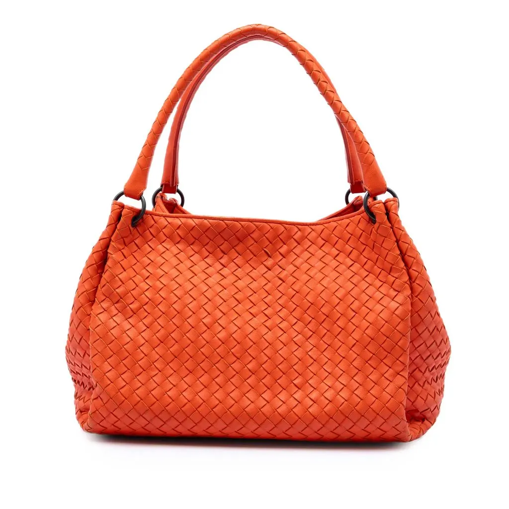 Bottega Veneta Nappa Intrecciato Parachute Tote Orange Leather Very good - Front View