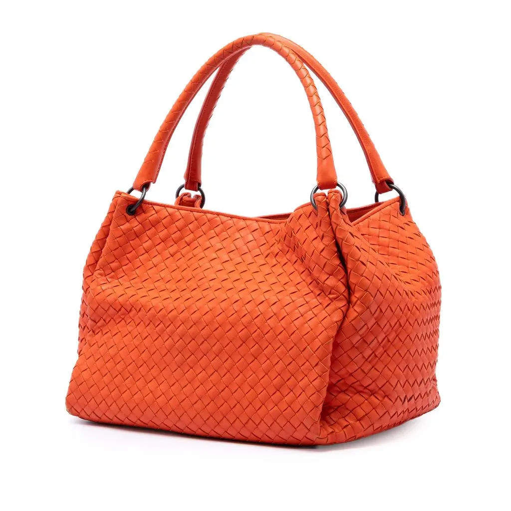 Bottega Veneta Nappa Intrecciato Parachute Tote Orange Leather Very good - Back View