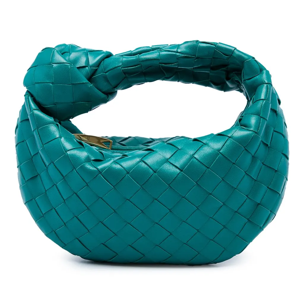 Bottega Veneta Mini Nappa Intrecciato Jodie Blue Leather Very good - Front View