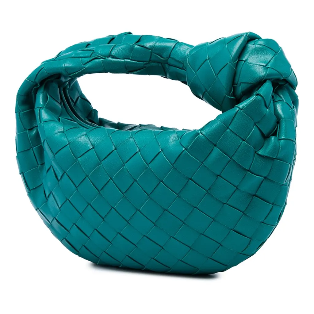 Bottega Veneta Mini Nappa Intrecciato Jodie Blue Leather Very good - Back View