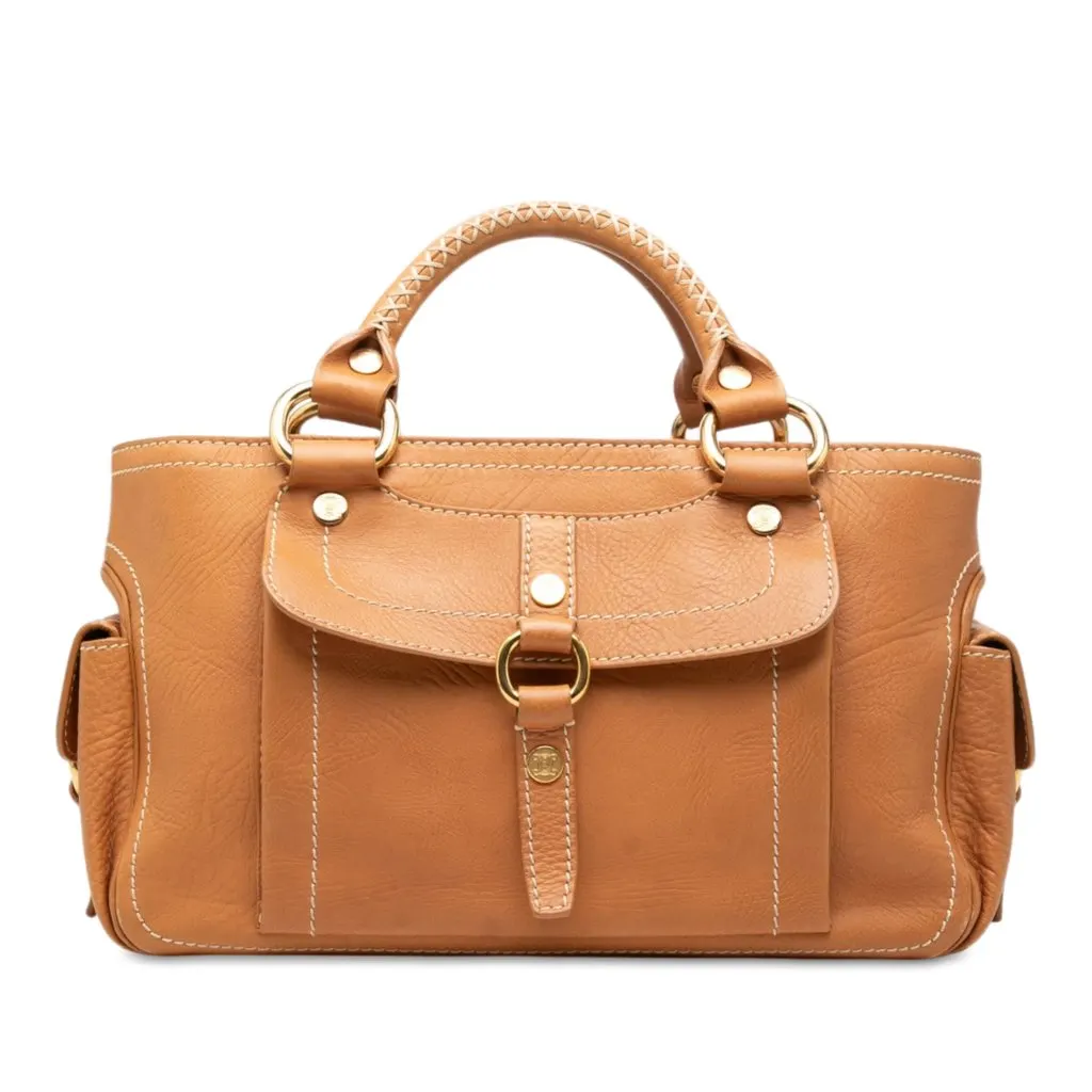 Celine Leather Boogie Handbag Brown Leather Good - Front View