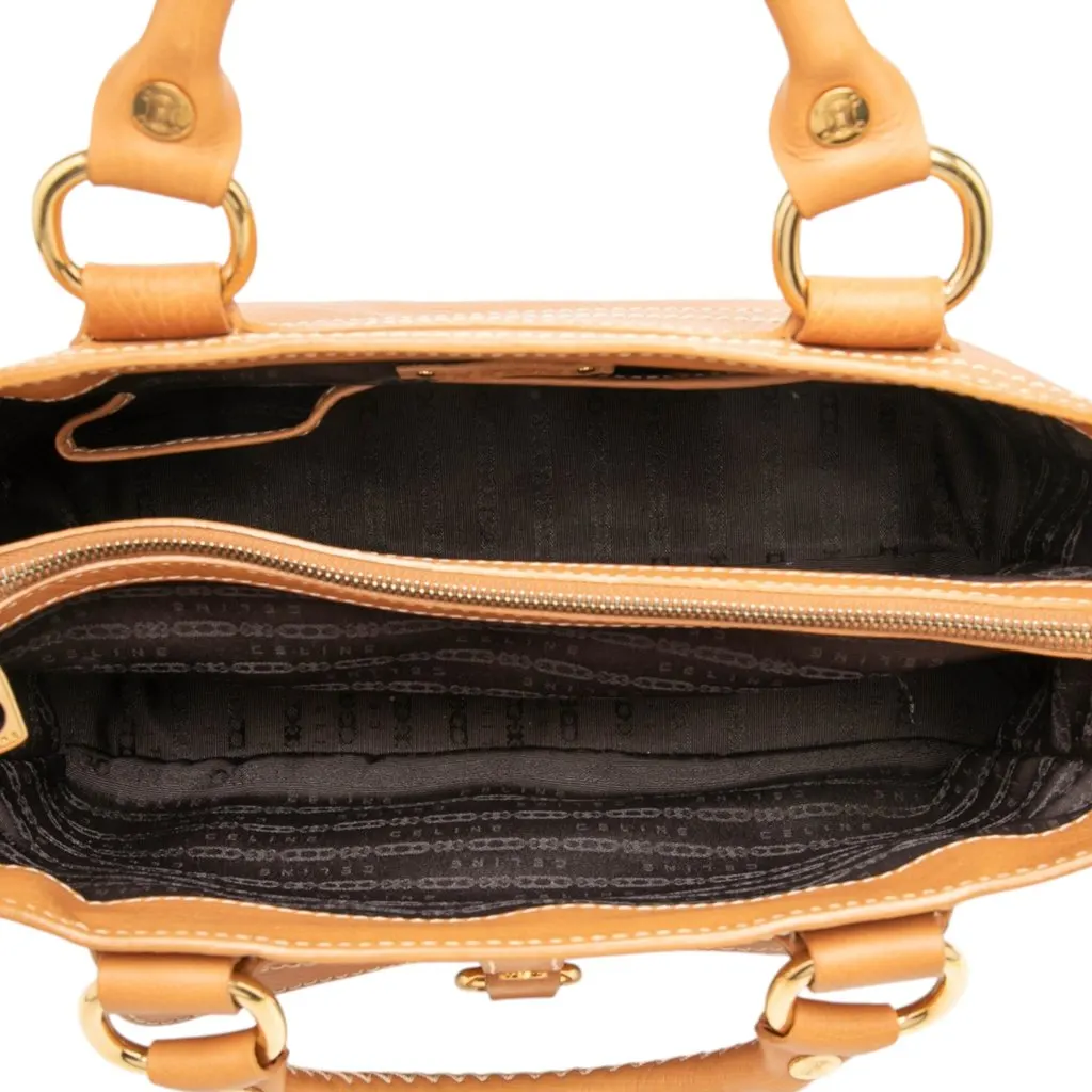 Celine Leather Boogie Handbag Brown Leather Good - Model View