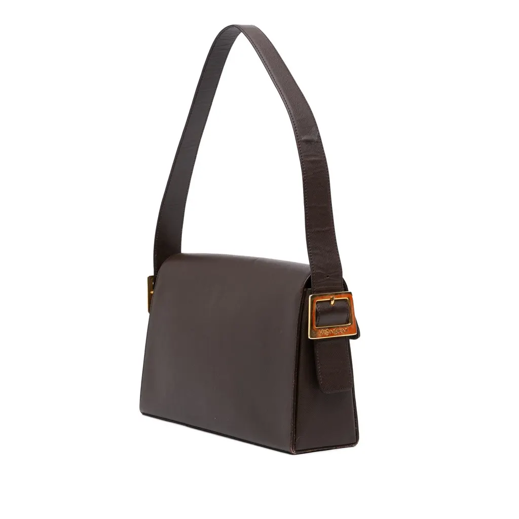 Saint Laurent Leather Shoulder Bag Brown Leather Very good - Back View