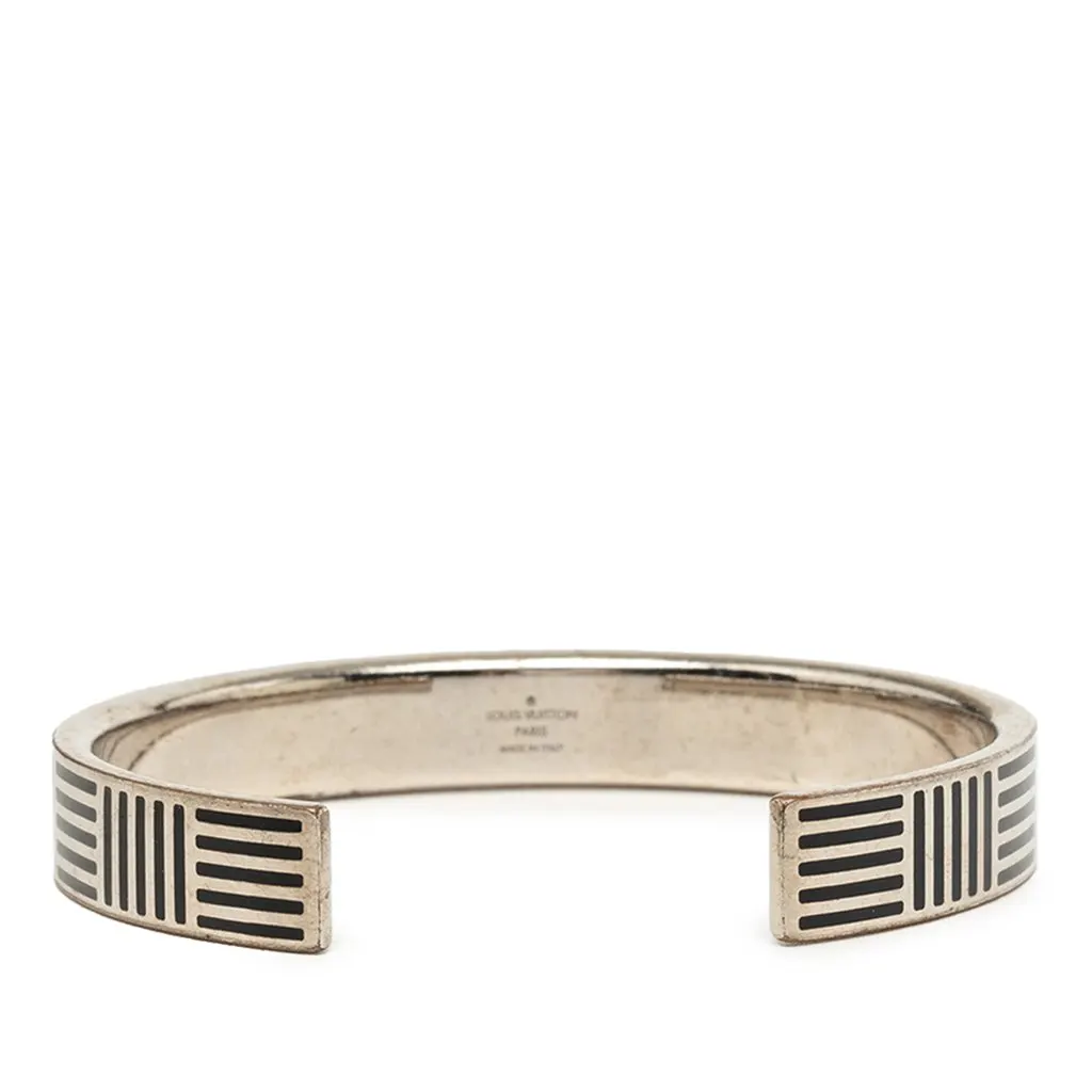 Louis Vuitton Brass Damier Colors Cuff Bracelet Silver Brass Very good - Model View