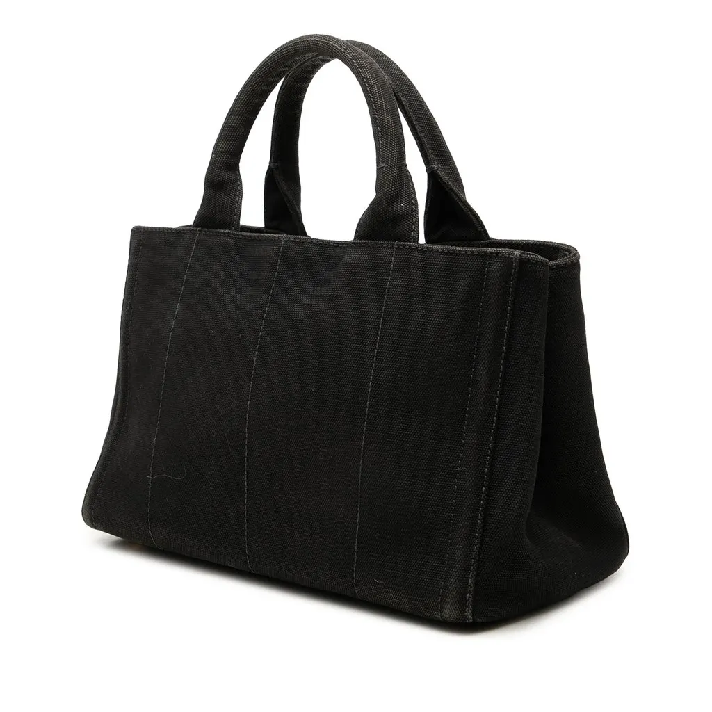 Prada Small Canvas Canapa Bijoux Satchel Black Canvas Very good - Back View